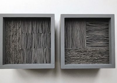 Julia Gardiner, Charcoal Diptych, 2 units 140 x 140 x 80mm each. 2017 Private Collection