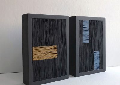 Julia Gardiner, Black with Colour Sections Diptych, two units 155 x 105 x 40mm each. 2020 Private Collection