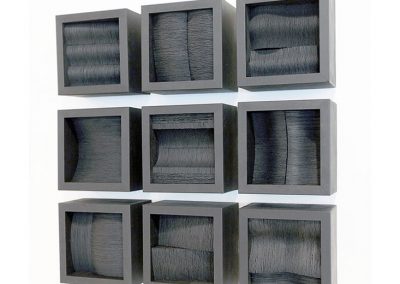 Julia Gardiner, Slow Deep Silent Black, 9 units each 130 x 130 x 70 mm, 2014, Private Collection
